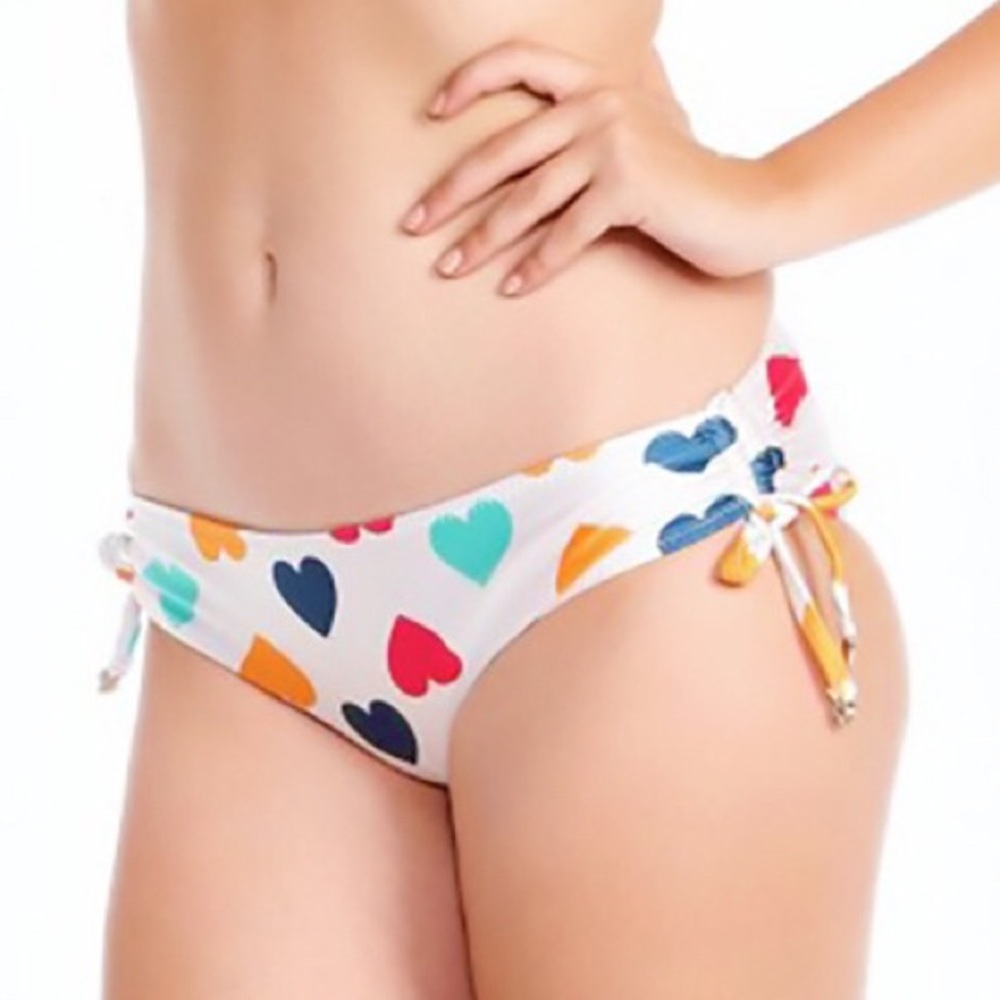 NWT WILDFOX Vintage Hearts Ruched Bikini Bottom XS